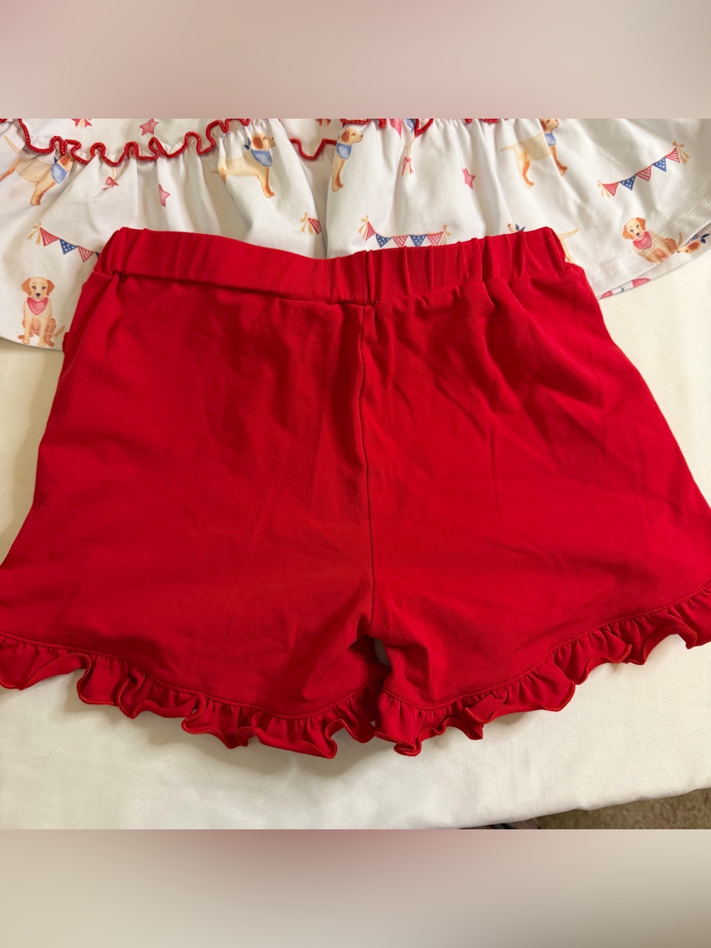 Serendipity By Shrimp & Grits Kids Patriotic Puppy Ruffle Short Set Medium — image 5 of 7